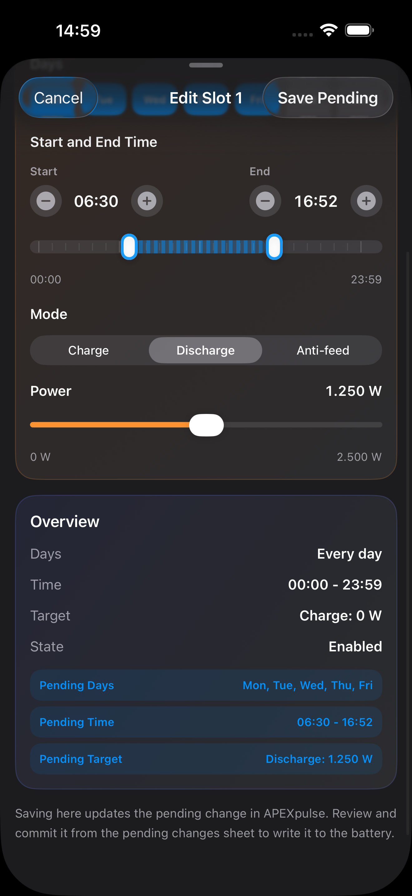 Schedule editor screenshot